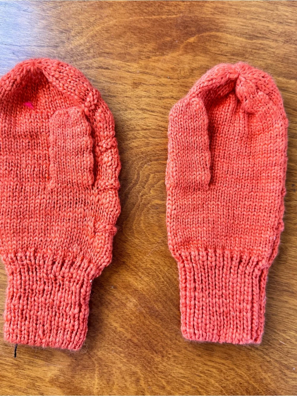 Knit Cable Mittens in Coral